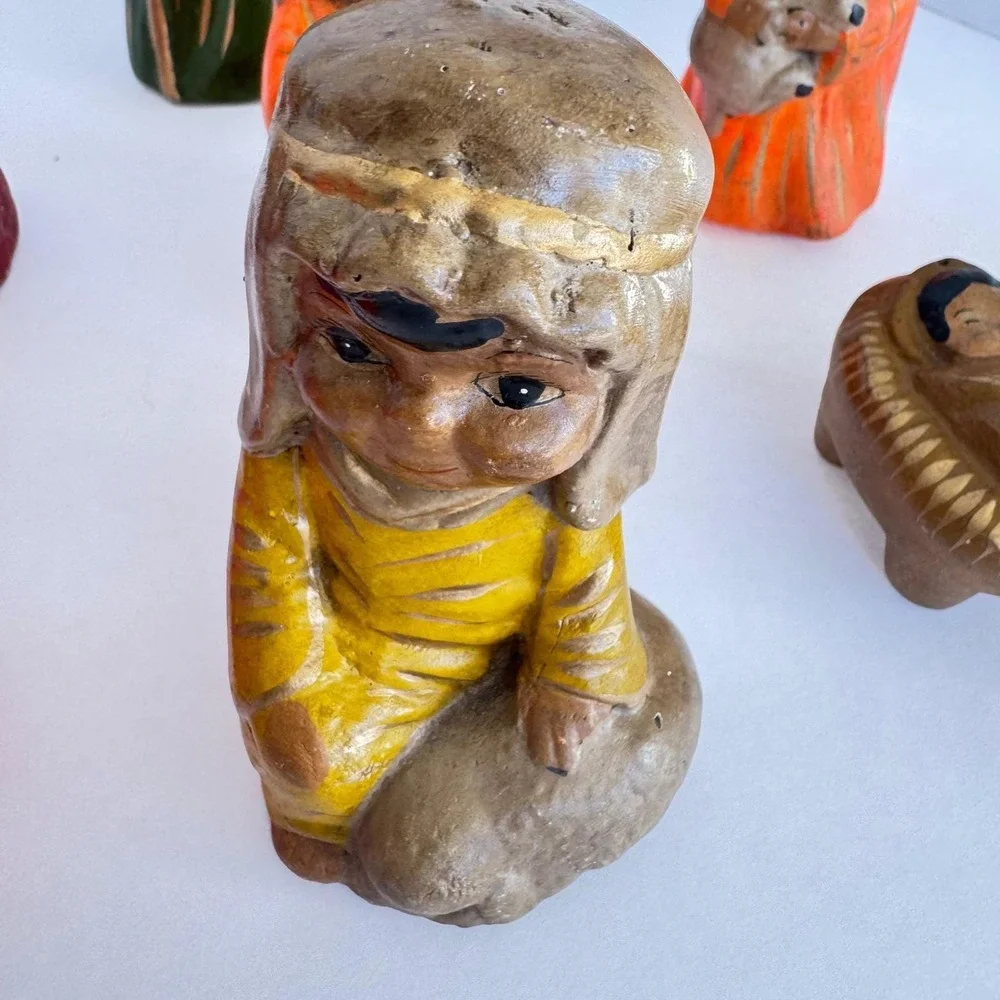 VTG Hand painted Nativity‎ Set Ceramic Figures 12 * Wise Men Animals Mary Joseph